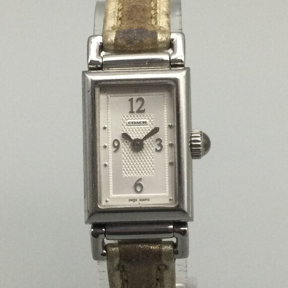 Coach Madison Watch 17mm Women Silver Tone Leather Band New Battery - Picture 1 of 14